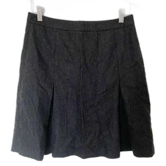 VTG Y2K J Crew Grey Wool Pleated Mini Skirt Made in Hungary Classic Style Sz 10 - Picture 1 of 7